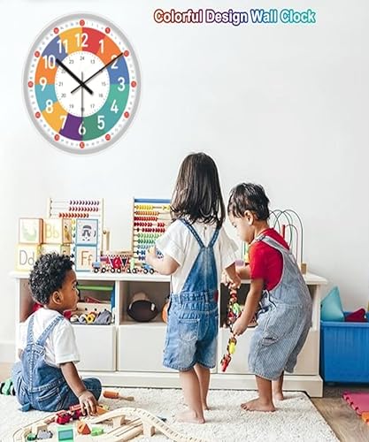 Miniatura 3 de HUYEHF - Reloj analógico para habitación de niños, sala de juegos, decoración de educación en casa, los niños aprenden que el tiempo es fácil, reloj