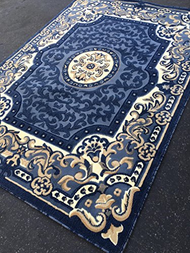 Carpet King Traditional Persian Oriental Area Rug Blue Beige Navy Americana Design 101 (5 Feet 2 Inch X 7 Feet 3 Inch) #TOP4