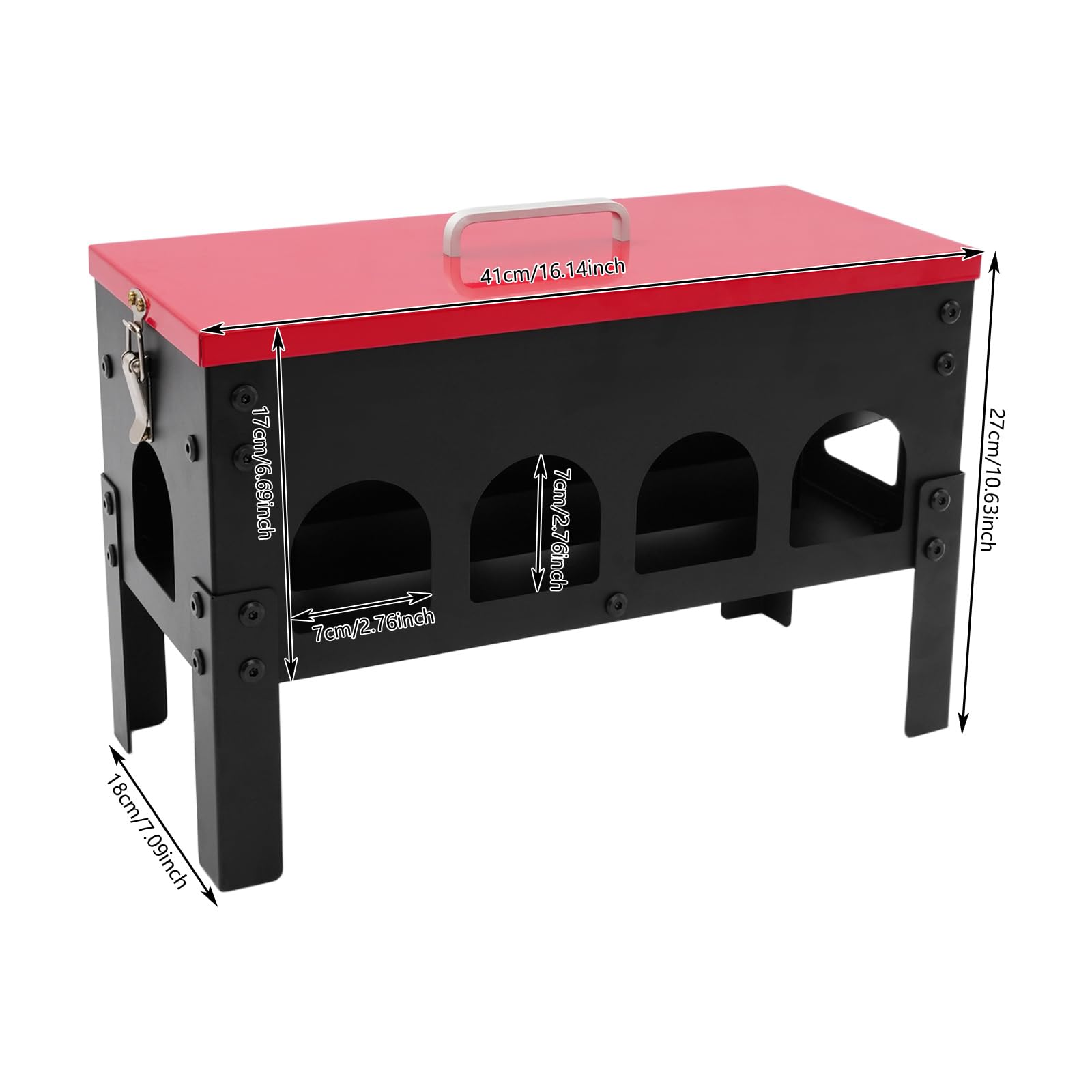 Comedero automático para pollos, 10 L, hierro, bebedero automático para pollos con 10 puntos de alimentación y tapa, accesorio grande para gallinas, comederos para aves de corral, pollos, patos