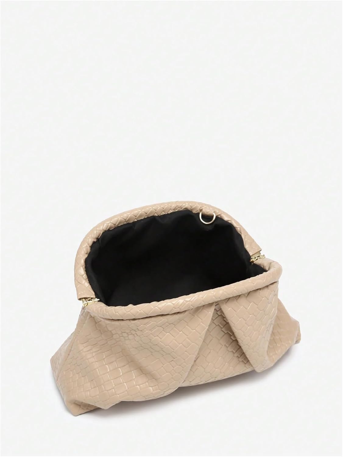 OYOANGLE Women's Minimalist Woven Leather Clutch Purses Textured Kiss Lock Pleated Vintage Evening Handbags - Image 5