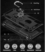 Vista 4 de Yiakeng Funda para iPhone XR, iPhone XR con protector de pantalla, fundas protectoras de grado militar con anillo para iPhone XR (negro)