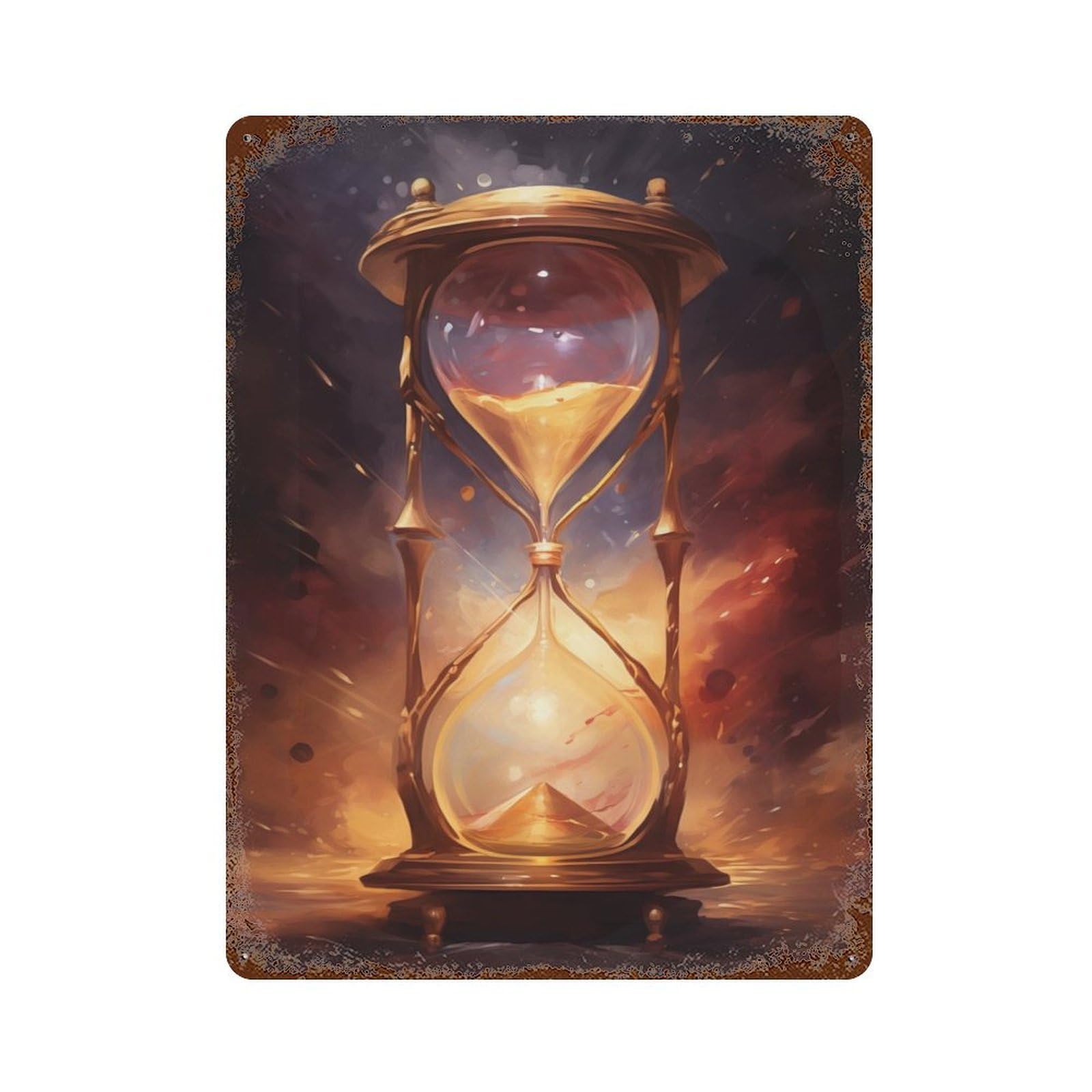 Hourglass Of The Cosmos Rust Effect Tin Sign 15.7"x11.8", Novelty Wall Decor for Garage, Pub Or Kitchen