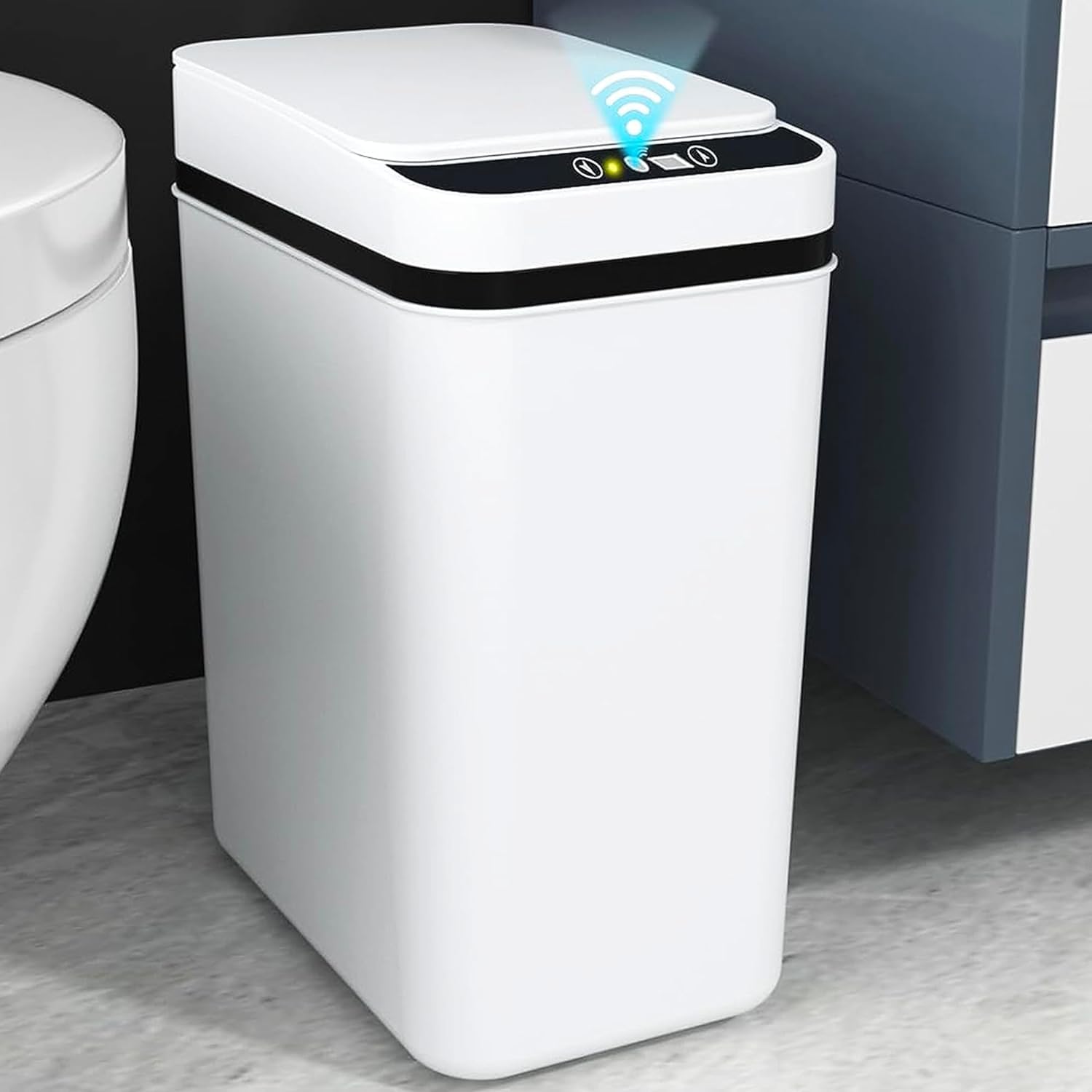 Bathroom Trash Can 12L Intelligent Automatic Garbage Can Motion Sensor Touchless Trash Bin with Lid Narrow Small Garbage Bin For Office Kitchen Toilet Living Room Restroom (Shiny White) Bathroom Trash Can 12L Intelligent Automatic Garbage Can Motion Sensor Touchless Trash Bin with Lid Narrow Small Garbage Bin For Office Kitchen Toilet Living Room Restroom (Shiny White)