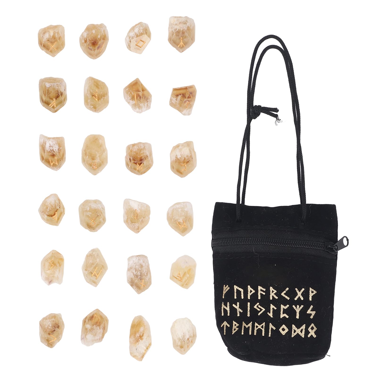Runes vikings en cristal jaune gravé, le cadeau idéal pour passionnés