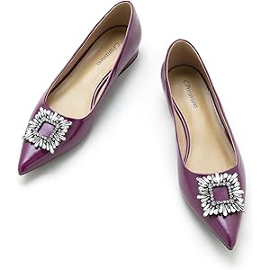 C.Paravano Women’s Flats I Pointed Toe Flats for Women I Women Flat Shoes I Crystal Buckle Flats I Ballet Flats Shoes for Women I Slip on Dressy Flats 11.5 Purple_a6