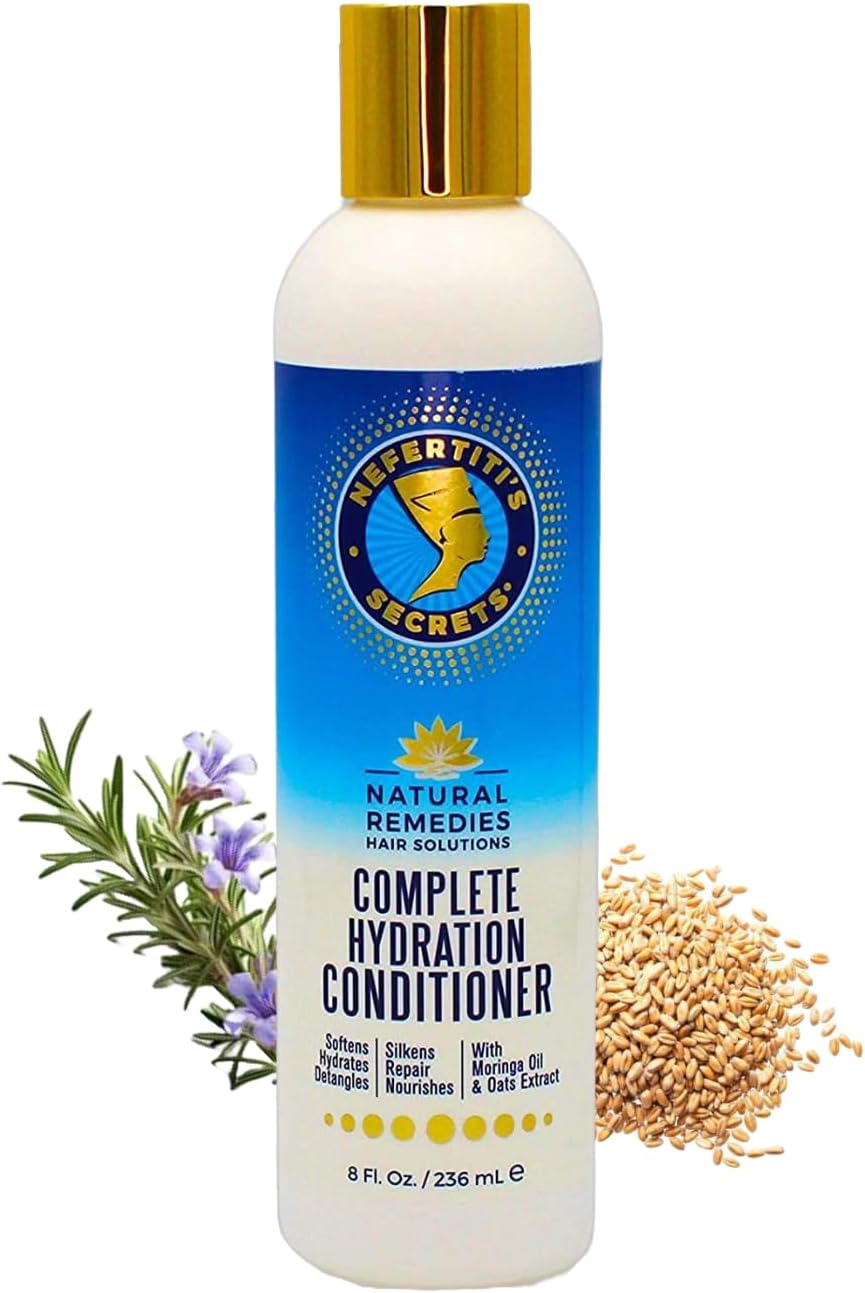 Nefertiti's Secrets Complete Hydration Conditioner, Moringa Oil & Rosemary Hair Conditioner Hydrating, Natural Frizzy & Damaged Hair, Growth & Repair, 8 Oz / 236 mL