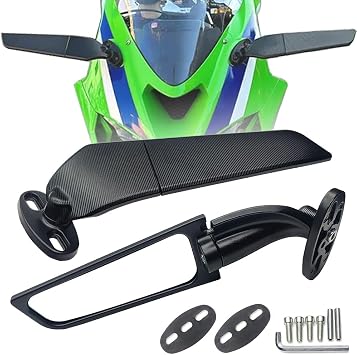 Motorcycle Rear View Mirrors for Kawasaki Ninja 500 Ninja 650 Ninja 400 300 2025,Side Mirrors Rotating Rear View Mirror Adjustable Bar End Side Mirrors Accessories