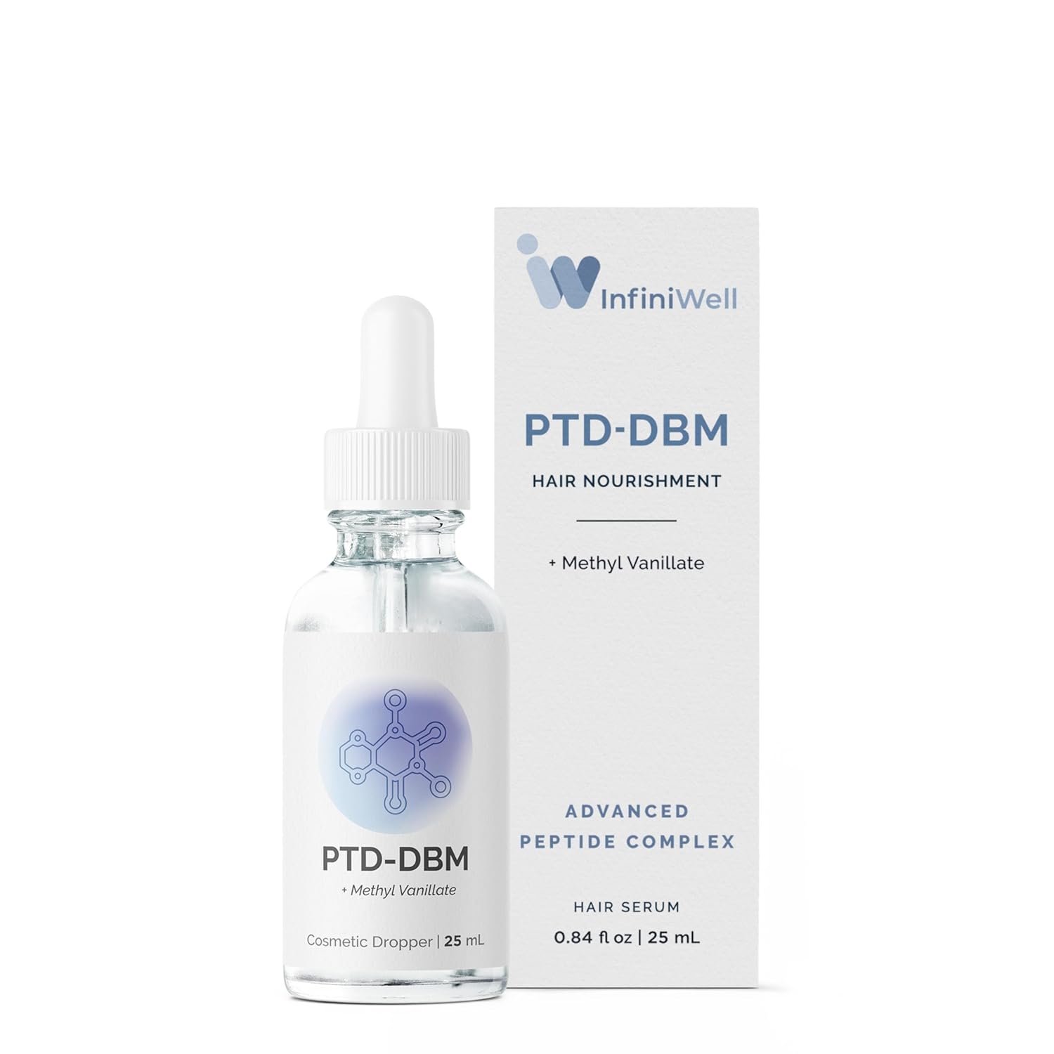 InfiniWell PTD-DBM Peptide Hair Serum for Fuller-Looking Hair – Scalp Treatment for Visible Growth & Follicle Renewal – Reinforce Restoration, Strand Integrity & Optimal Density (25 ml)