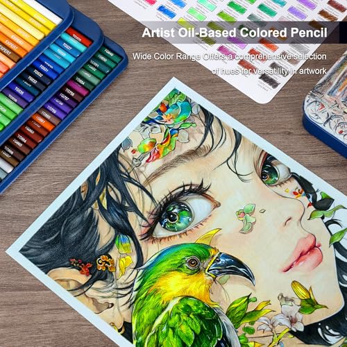 KALOUR 72 lápis de cor profissional para colorir, à base de óleo, núcleo macio – ideal para artistas