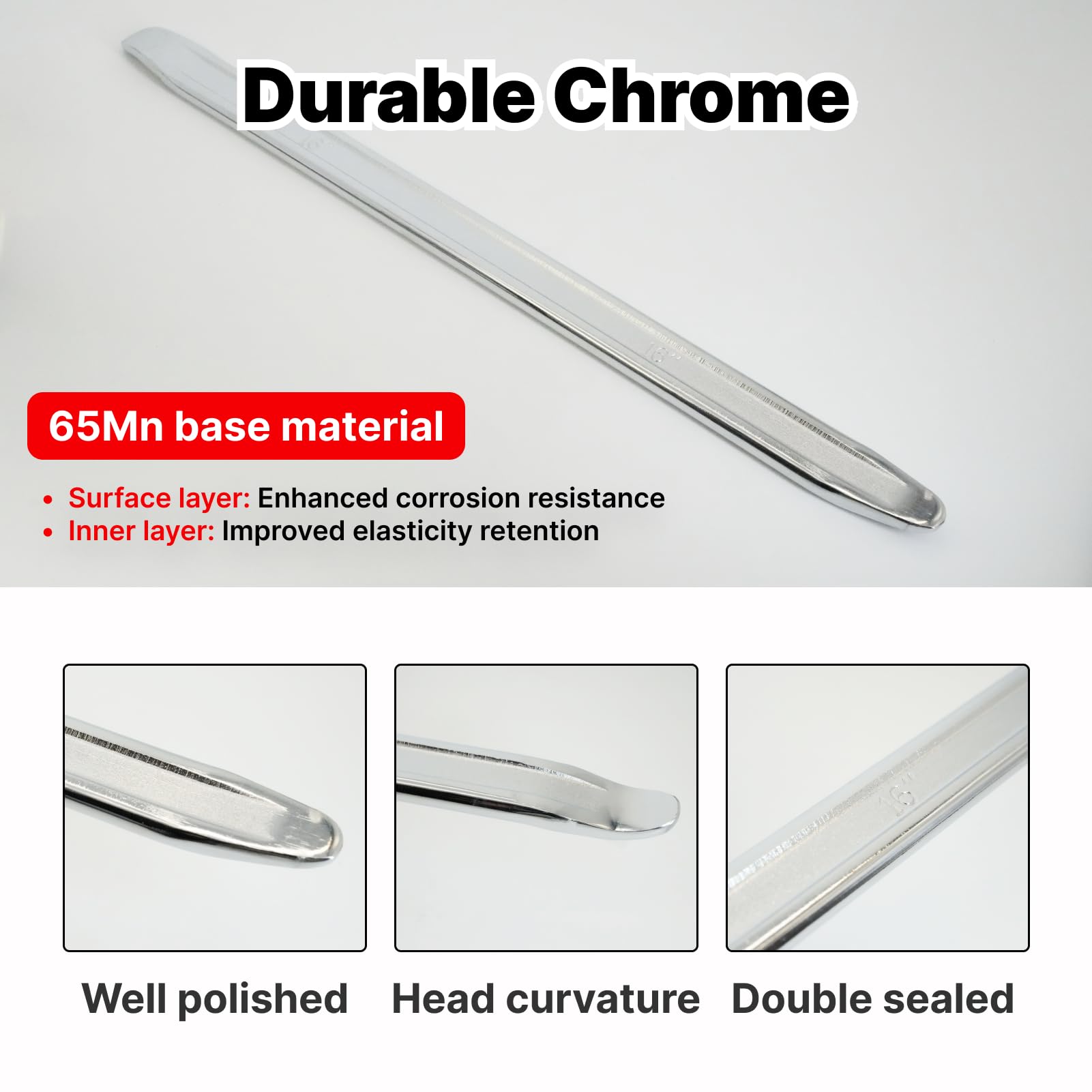 3 pezzi Strumento per Smontaggio Pneumatici 40 cm in Acciaio Inox Cromato, Leva per Pneumatici Manuale 40 cm Utensili di Riparazione per Pneumatici per Auto, Moto, Monopattino