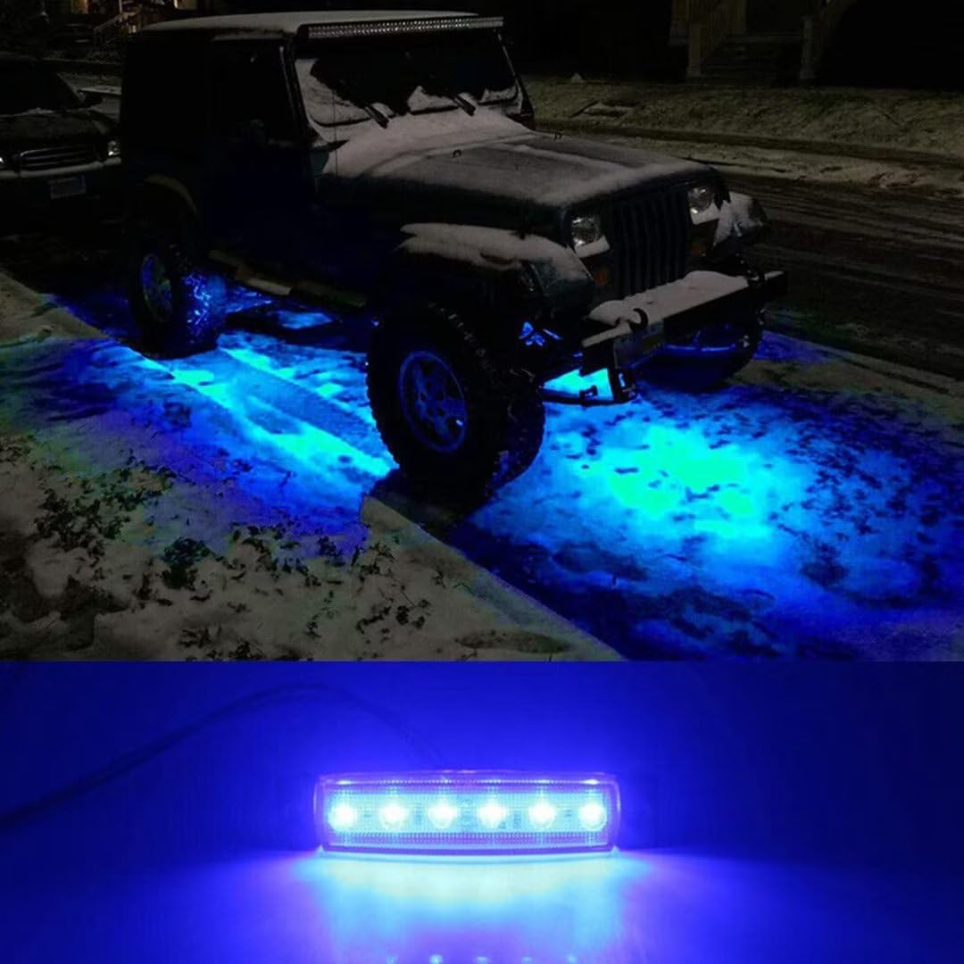 USonline911 10Pcs Blue LED 6 LEDs Pods Rock Underbody Wheel Lights For Jeep Offroad Truck UTV ATV Boat