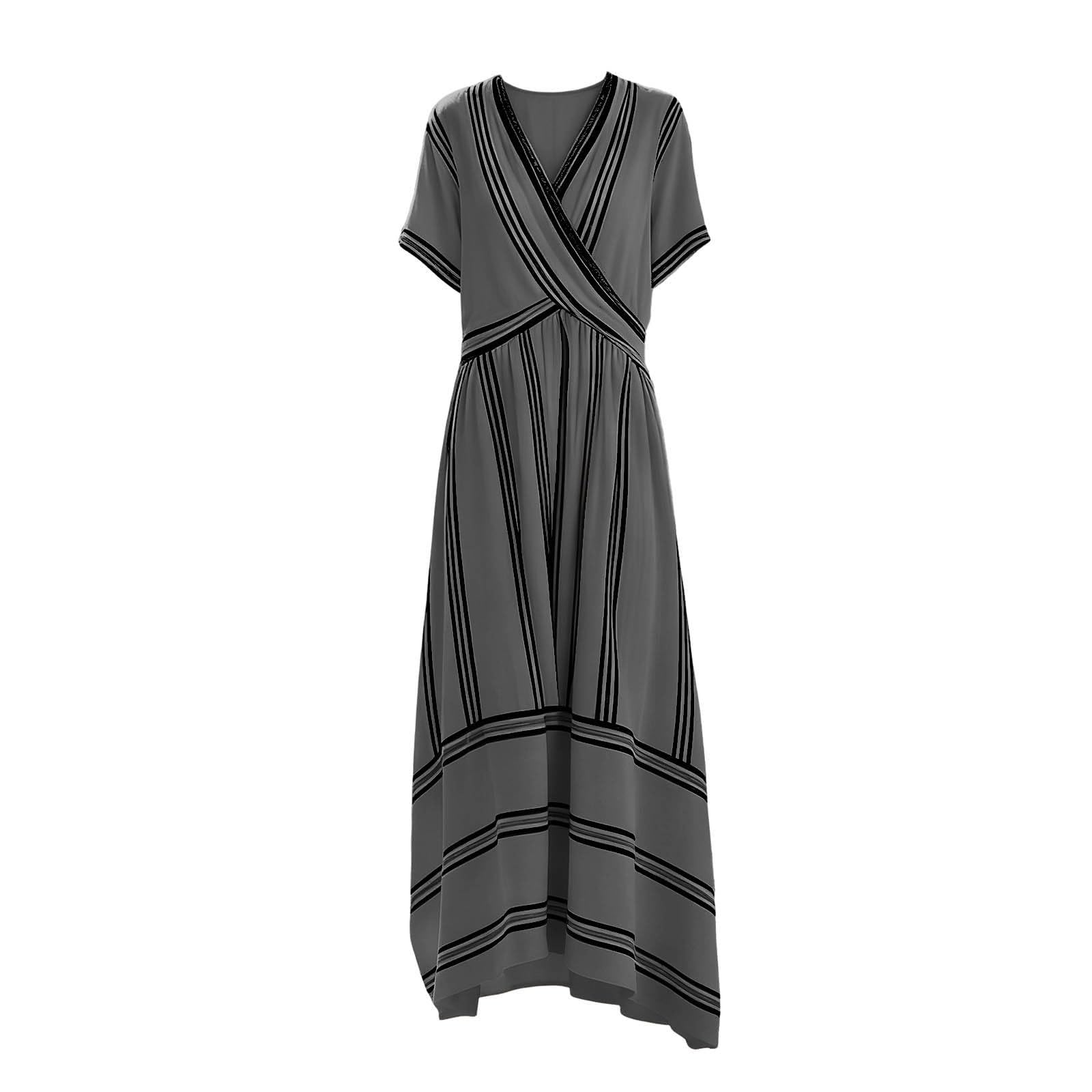 T-shirt casual a righe abiti da donna 2026 vacanze estive a maniche corte abiti da sole spiaggia primavera maglietta abito scollo a V Criss Cross vestiti per insegnanti ritorno a casa cocktail