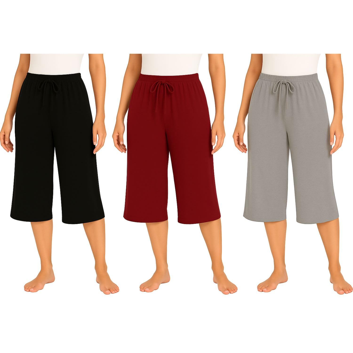 Women's 3/4th Capri, Cotton Capri With Loosefit For Womens (3Pack)-picture-41