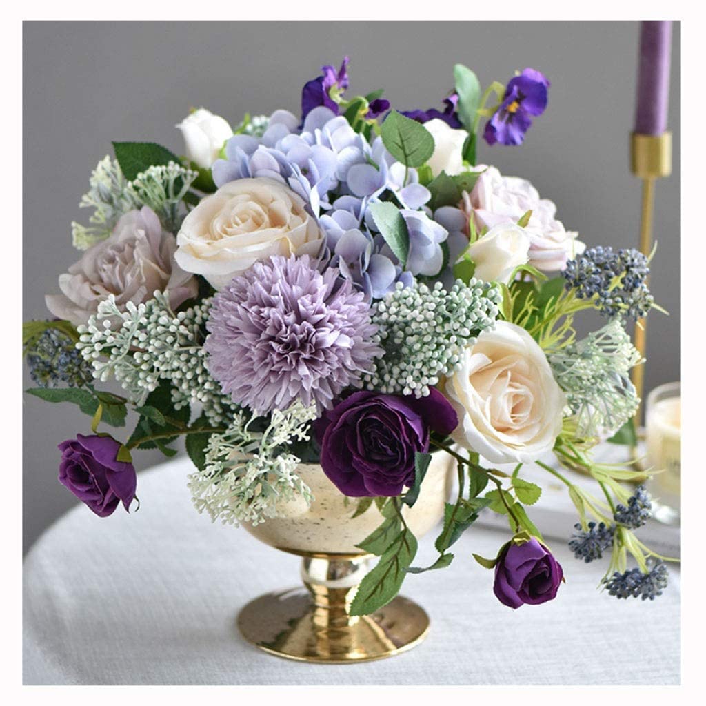 DFGHNBVC Artificial Flower With Vase Fake Silk Bouquet Artificial Flowers For Hotel Wedding Decorative Flower