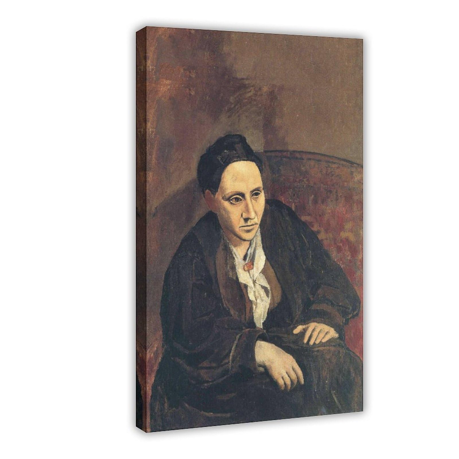 Famous Works by Pablo Picasso Portrait of Gertrude Stein Poster Wall Art Canvas Bedroom Decor Office Room Kitchen Decor Gift Frame 24x36inch