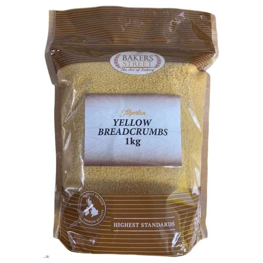 Bread Crumbs 1kg Packets by Bakers Street (Yellow) - Crispy & Light Coating for Frying & Baking – Ideal for Chicken, Fish, Vegetables & Casseroles – Even Texture, Resealable Pack