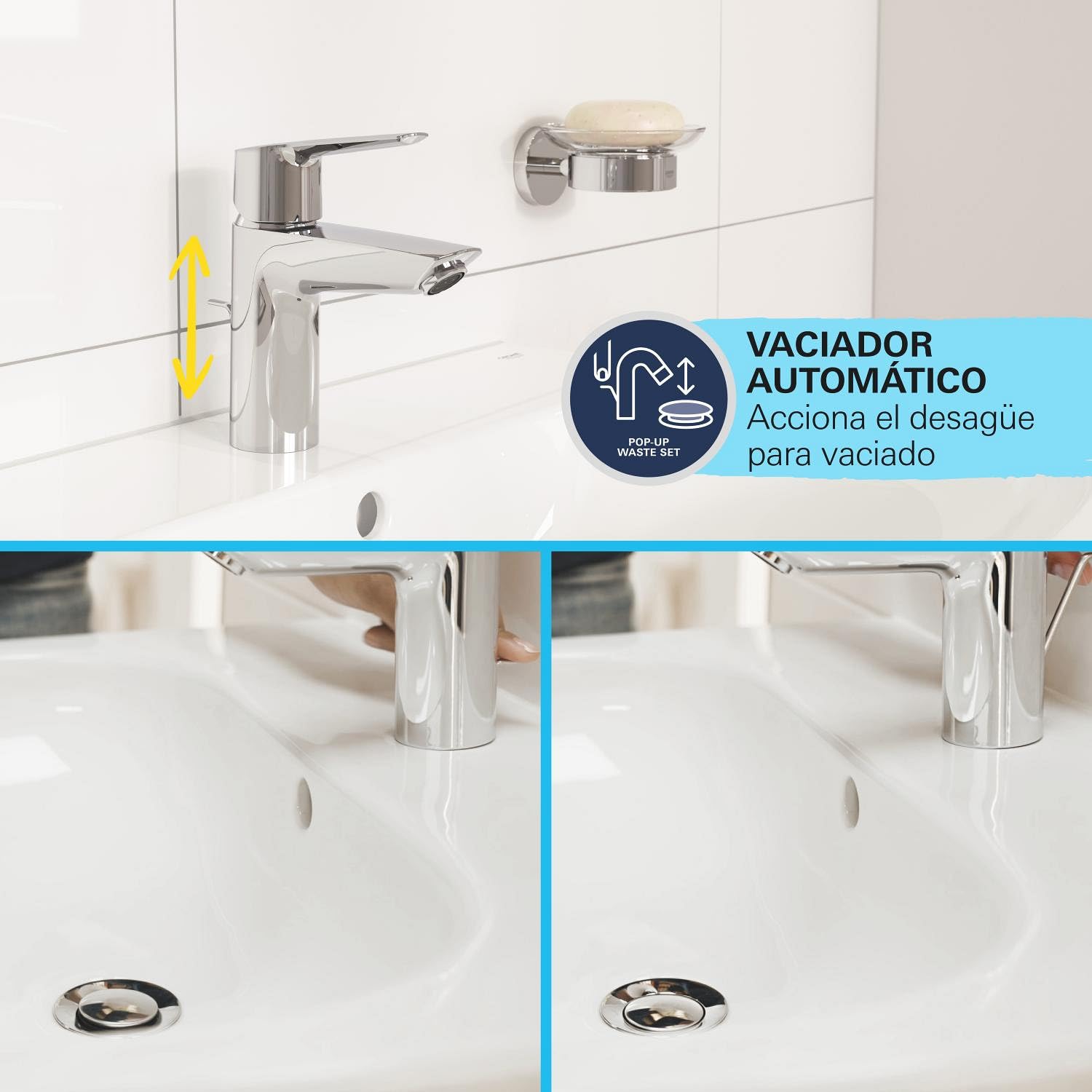 GROHE Swift Quickfix-Grifo de bidé 1/2", Cromo, Menor consumo de agua, 24332001
