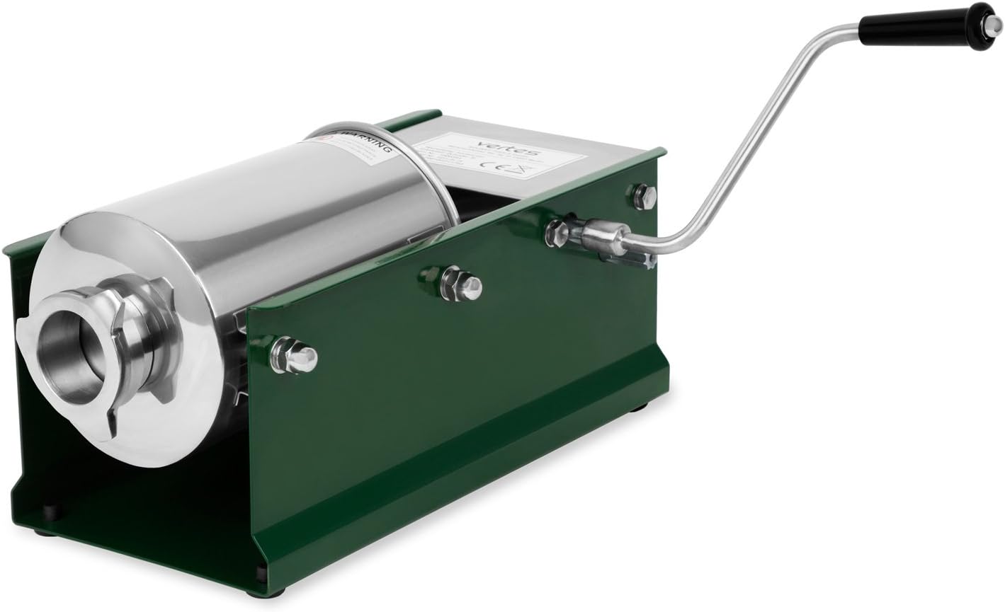 Vertes 3L Sausage Filler with Stainless Steel Cylinder (incl. 4 Stuffing Tubes Ø 16, 22, 32, 38 mm, 2 Gears, 3 Seals)