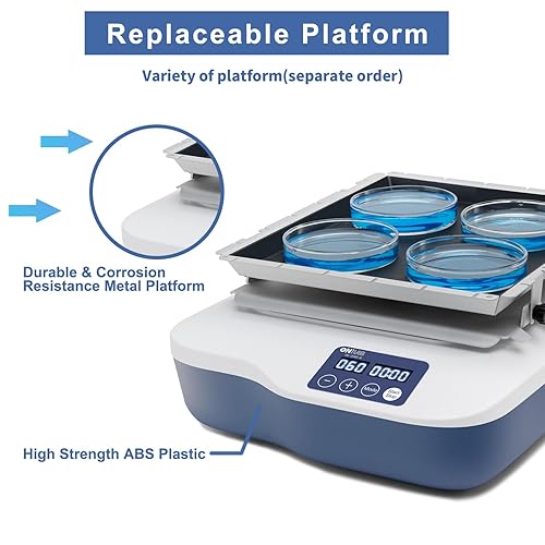 Miniatura 2 de ONiLAB Agitador orbital digital con velocidad ajustable 40-200RPM, capacidad 2KGS, agitador rotador orbital con modo continuo o modo temporizador