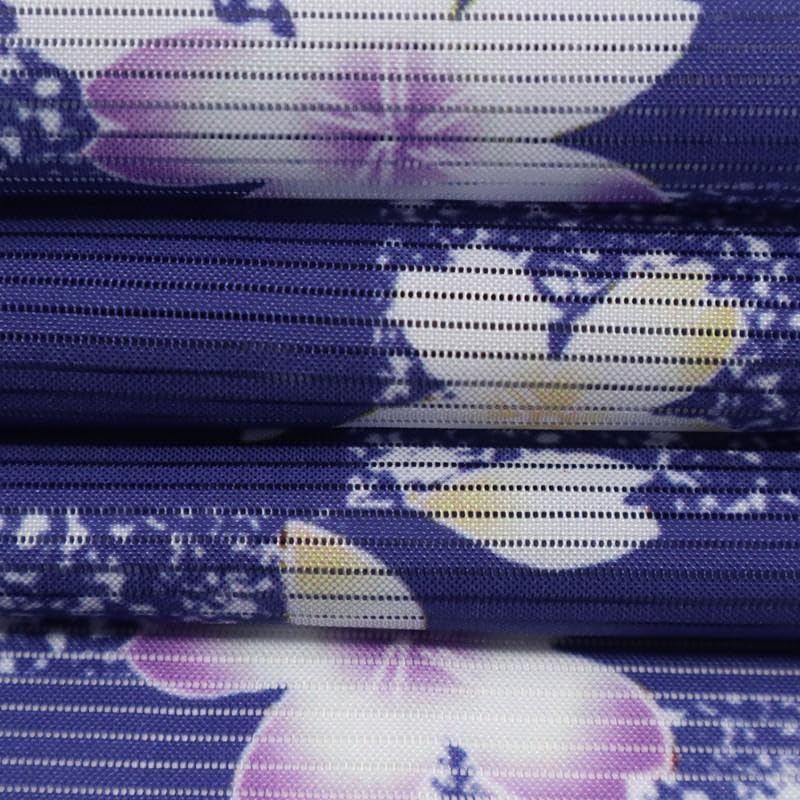 Amazon.co.jp: 洗える夏着物 絽 小紋 化繊 青紫色 市松桜模様