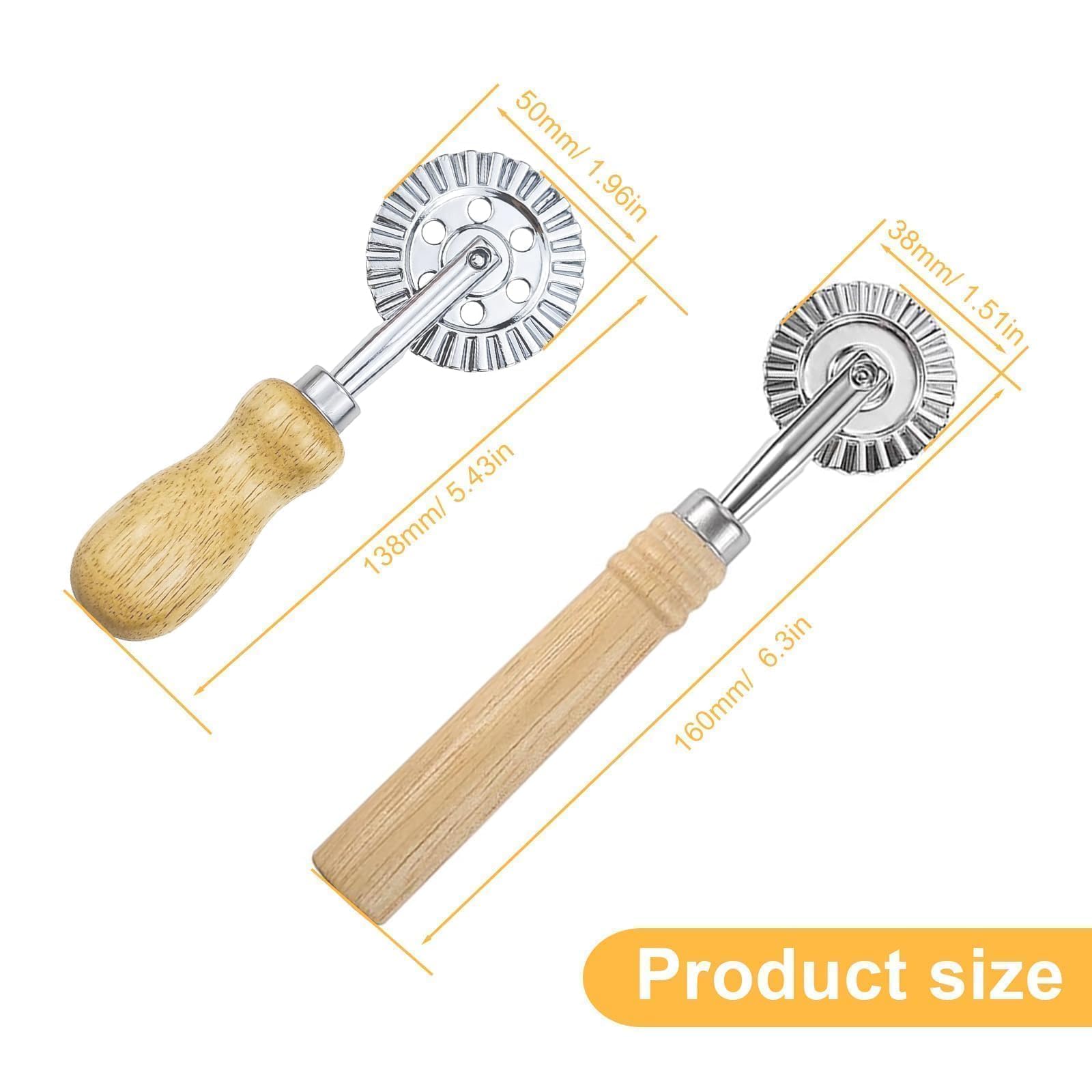 HASLED Cortador de Masa Profesional - Set de 2 Piezas (16cm y 14cm) - Mango de Roble - Para Pasta Fresca, Pizza y Galletas