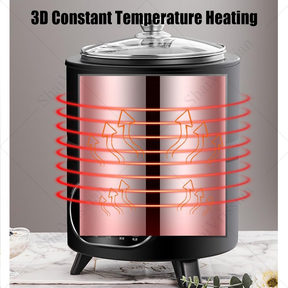 Yogurt Maker Multifunzione con Display LED Black-8L | 8l/12l,Fermentazione Costante,Lisci E Senza Sbavature,Acciaio Inox,Yogurt,Aceto Di Frutta,Natto,Ristorante,Famiglia