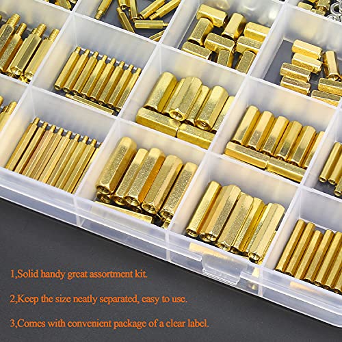 Helifouner 420 Pieces M2 M3 M4 Male Female Hex Brass Spacers Standoffs Screws Nuts Assortment Kit With A Tweezers #TOP6
