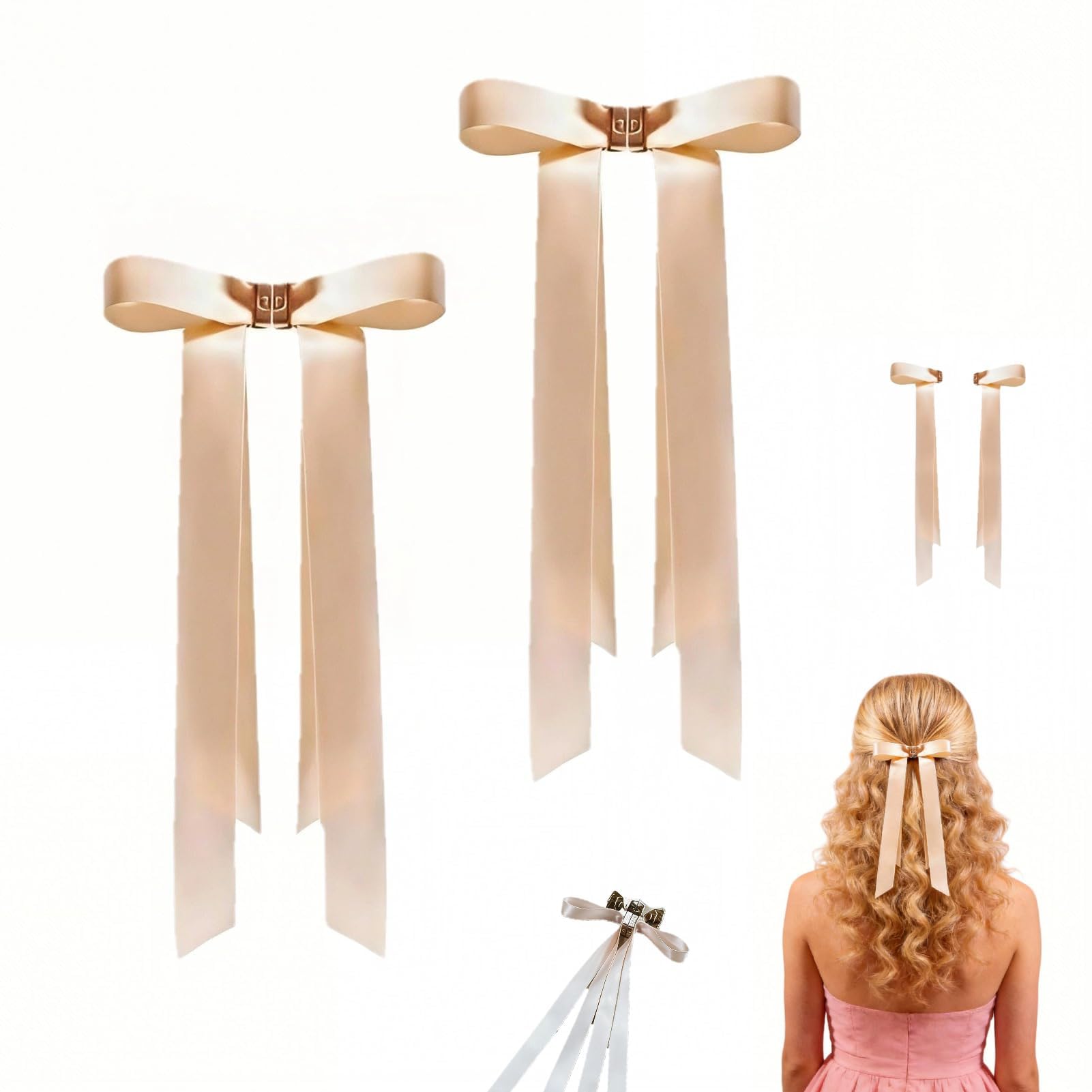 2026 Magnetic Bow Hair Clips for Women, Mini Butterfly Strong Hold No-Slip Magnetic for Girls Hairs Accessories (Champagne)