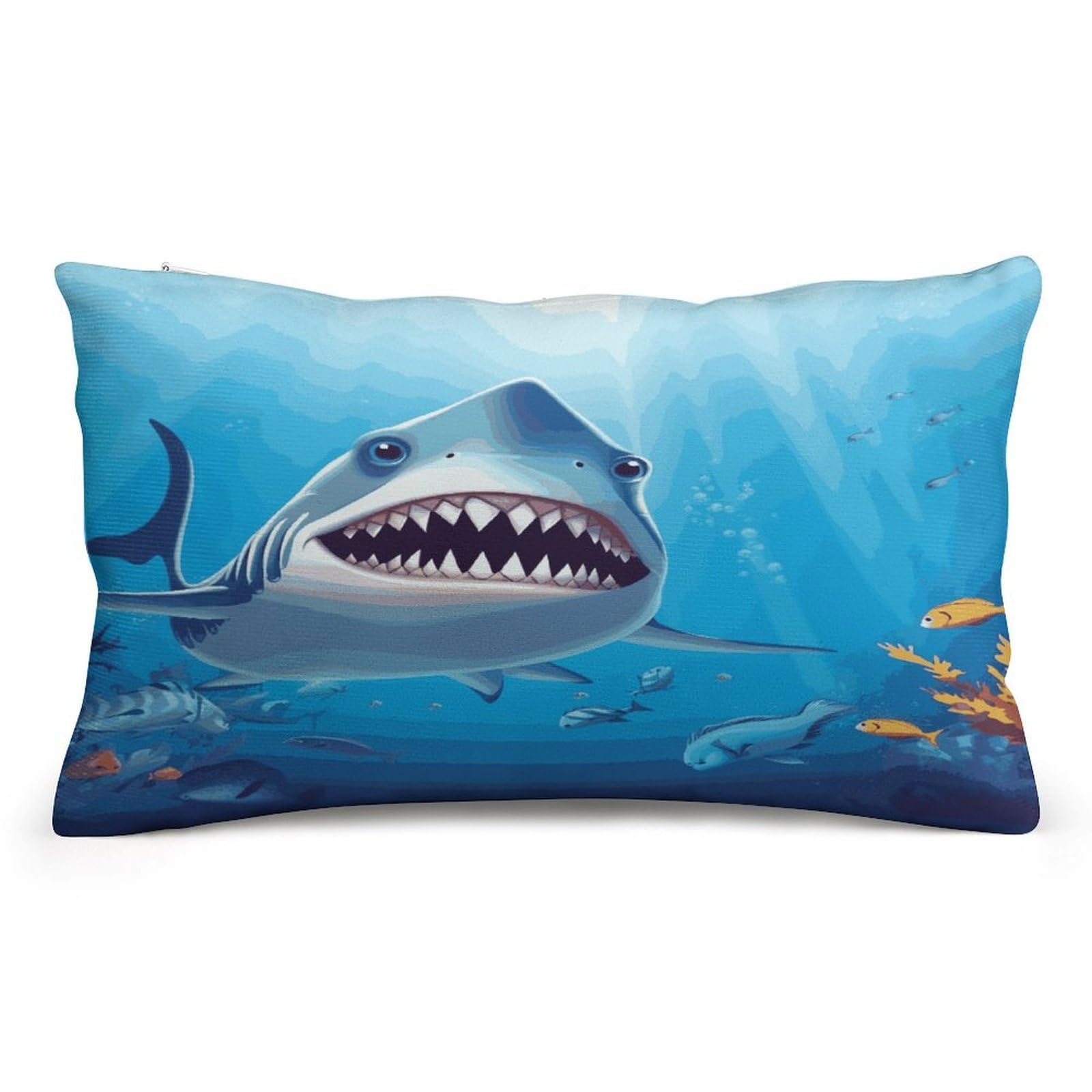 Wsoihfec Style Smiling Shark Throw Pillow Covers Decorative, Pillow Cases Soft Plush, Modern Farmhouse Boho Cushion Cover For Bed Couch Sofa Living Room Spring Decor8 X12