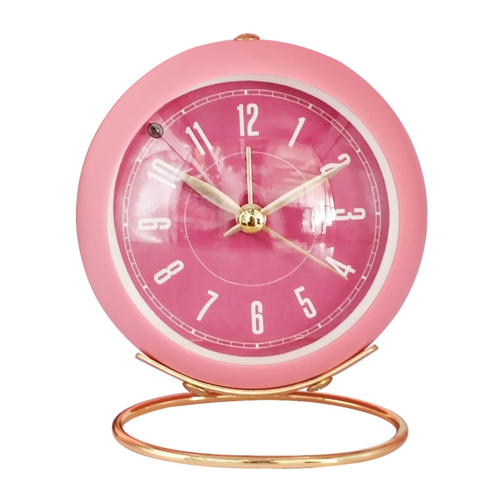 BMKGODN alarm clock， Creative Mute Lazy Mechanical Bell Clock with Night Light,Battery Operated Loud Alarm Clocks(Pink)