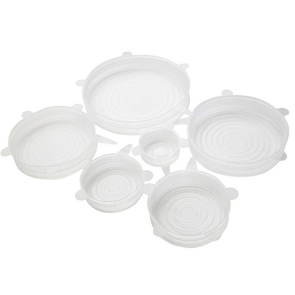 OUBORUI 6PCS/Set Silicone Food Lids Flexible Sealing Stretch Suit Pan Bowl Dish Covers