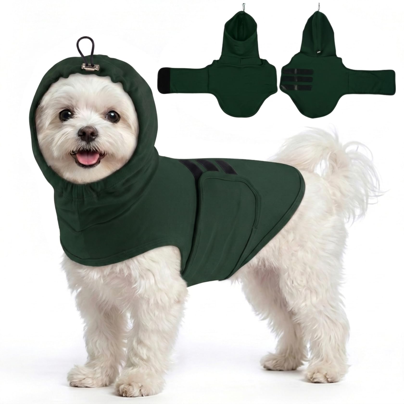 MIGOHI Small Dog Anxiety Vest | Dog Calming Vest for Small Dogs,Comfort Anxiety Shirt for Dogs,Pet Anxiety Jacket with Ear Cover for Fireworks,Thunderstorm,Separation,Loud Noise,Green,S
