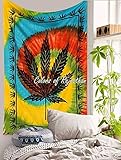 COR's Multicolor Marijuana Weed Leaf Tapestry Twin Cannabis Tapestries Hippie Wall Tapestry Black Leaf Trippy Wall Hanging Ganja tapestry Wall Decor 55 x 85 