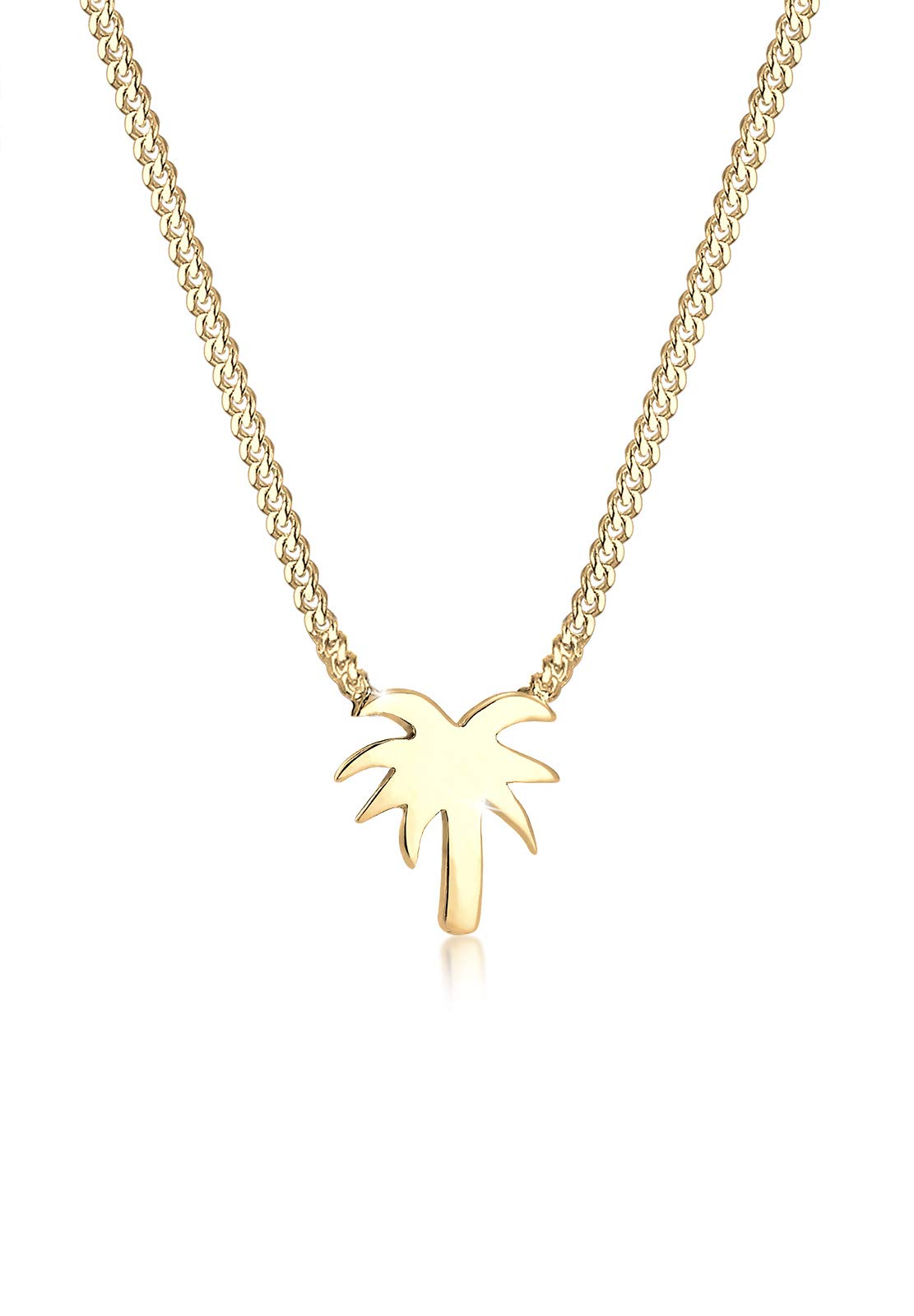 Elli Women's 925 Sterling Silver Gold Plated Palm Tree Necklace of Length 45cm 0109830516_45