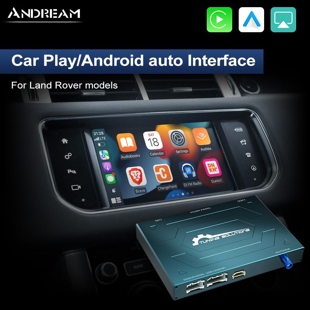 Andream Carplay bezprzewodowy Android Auto Carplay zestaw doposażenia dla Land Range Rover Sport Evoque Vogue Discovery 4 Jaguar XE XF, obsługuje nawigację lustrzaną