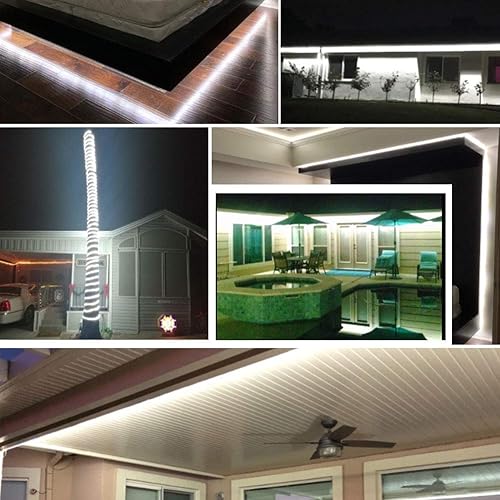 Miniatura 5 de XUNATA Cuerda de luces LED, tira de luces LED de 12 pulgada, 6500 K, luz blanca, 6.6 pies6.6 ft CA 110-130 V, resistente al agua, con 8 modos de