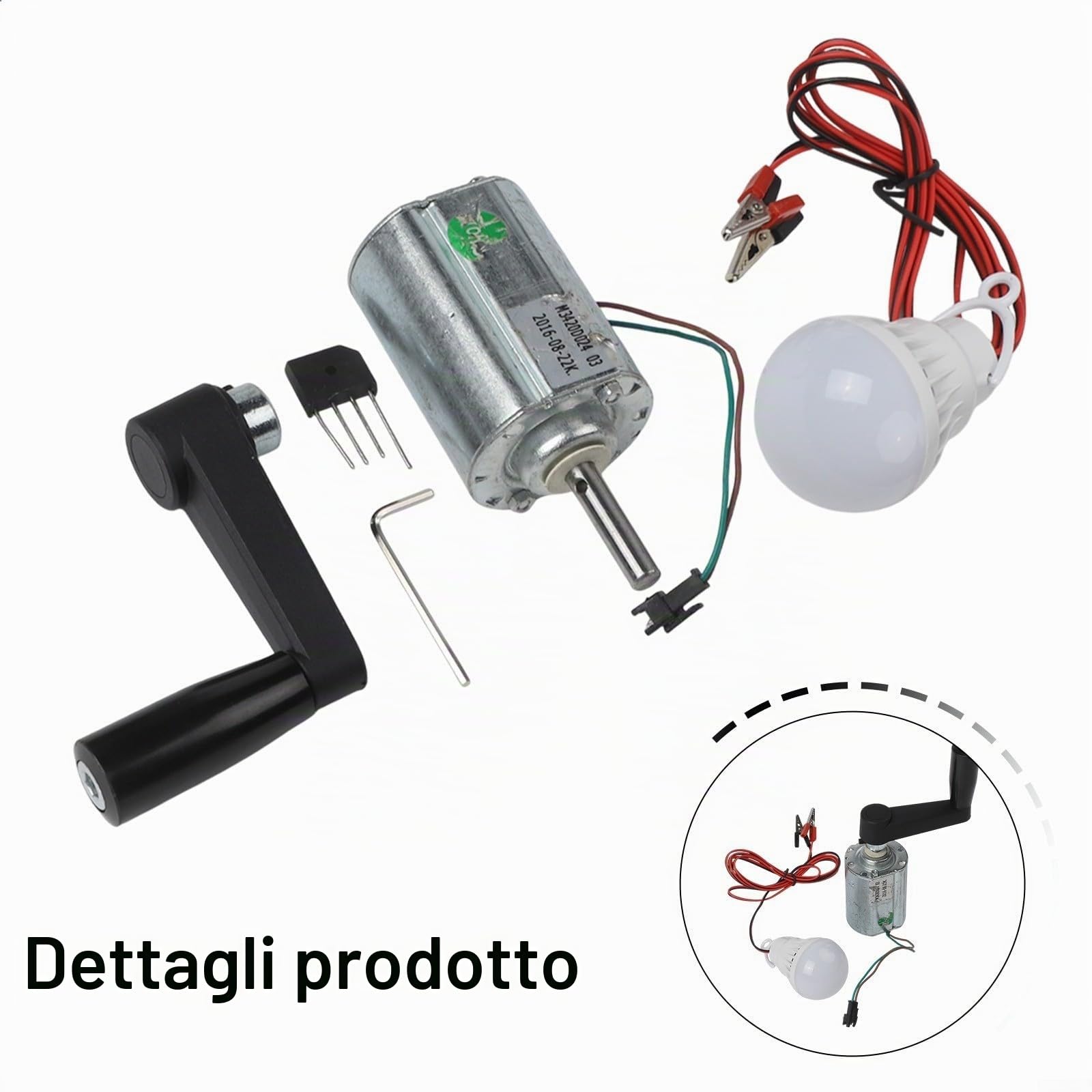 Modello di turbina eolica Breeze fai da te a manovella 12V 80W generatore a magnete permanente adatto per uso domestico o esterno (Set 2)