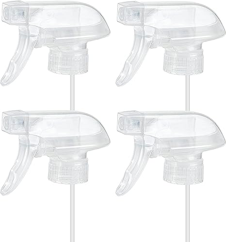 HOMBYS Paquete de 4 pulverizadores de gatillo transparentes de repuesto con pulverizador de corriente de niebla para botellas de vidrio de 8 oz16
