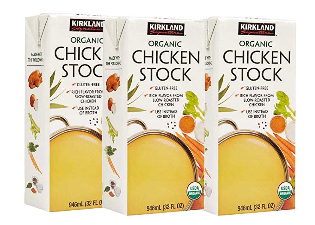 Kirkland Signature Organic Gluten-Free Chicken Stock Reasealable Cartons: 3-Count (32 fl oz.)
