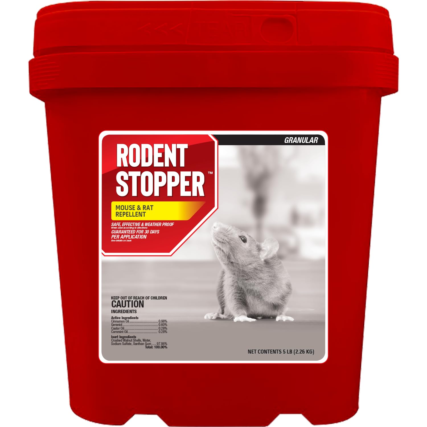 Rodent Stopper, Granular Animal Stopper Repellent, All Natural, Effective All Year Round, Safe for People and Pets, No Harsh Chemicals, Ready to Use, Rodent Repellent - 5 lb Shaker Jug