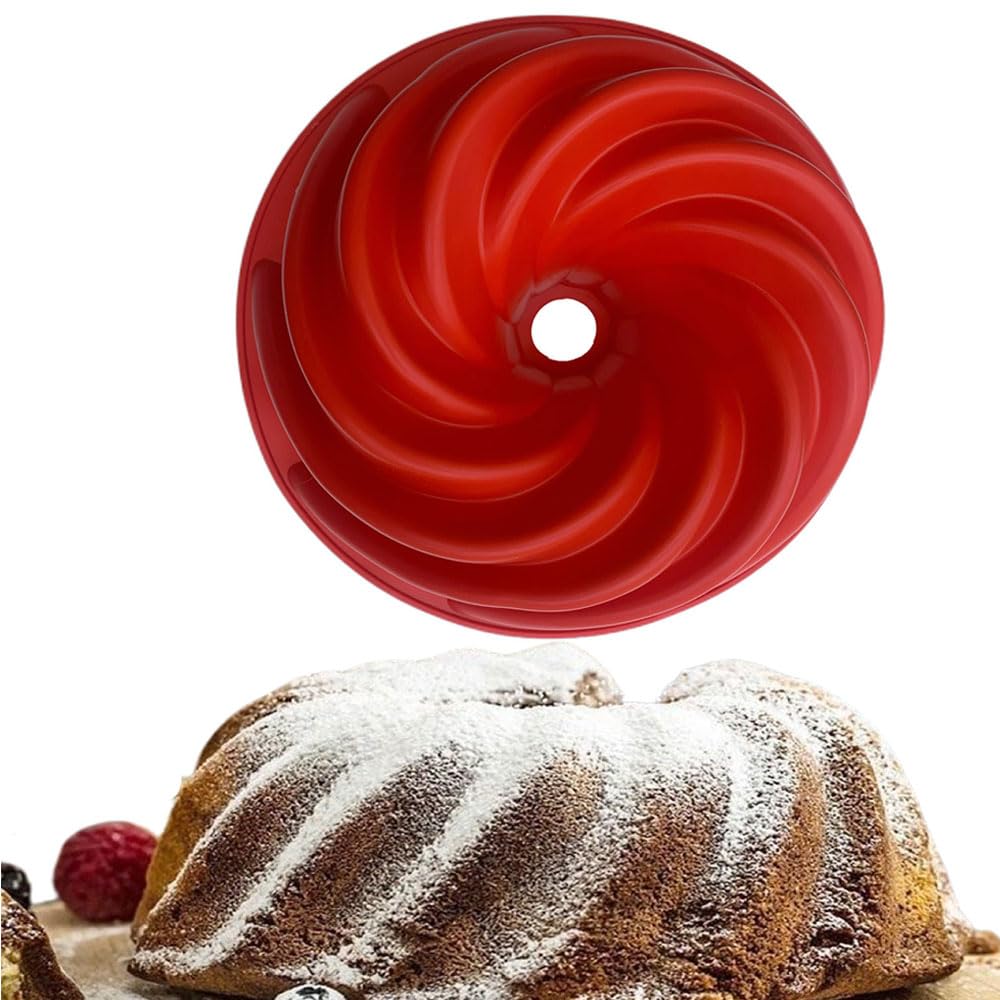 SHUYUNGE Spiral Cake Mold Trays Fluted Round Silicone Baking Molds Pan-Food Grade Baking for Mousse, Jelly,Ice Cream Chiffon Cheesecake Chocolate Brownie Fondant Shaped Cake