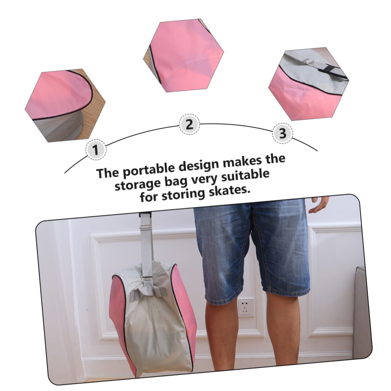 Borsa Triangolare per Pattini da Ghiaccio e Inline Rosa 2 Pezzi | Tessuto Oxford, Design Portatile e Riutilizzabile, Facile da Pulire, per Trasporto e Stoccaggio
