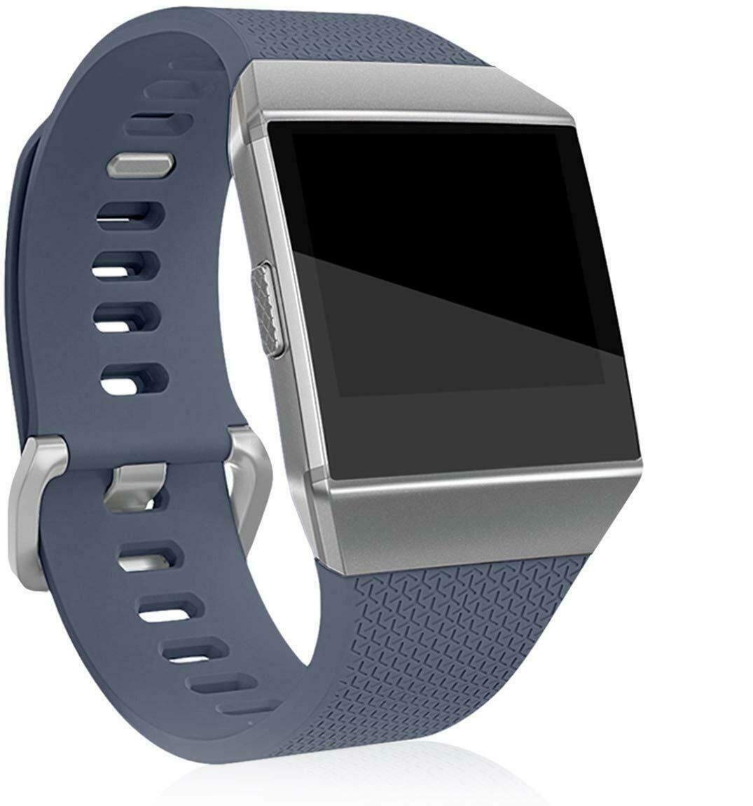 Sago Classic Strap Compatible with Fitbit Ionic – Large, 6.7–8.1 Inch, Silicone Sport Wristband Replacement with Metal Buckle, Secure Adjustable Waterproof Band for Women and Men, Slate