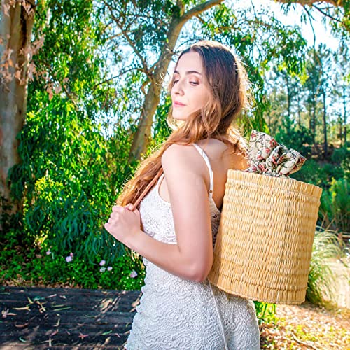 Handmade Wicker Vegan Straw Basket Round Backpack for Women Made in Portugal3