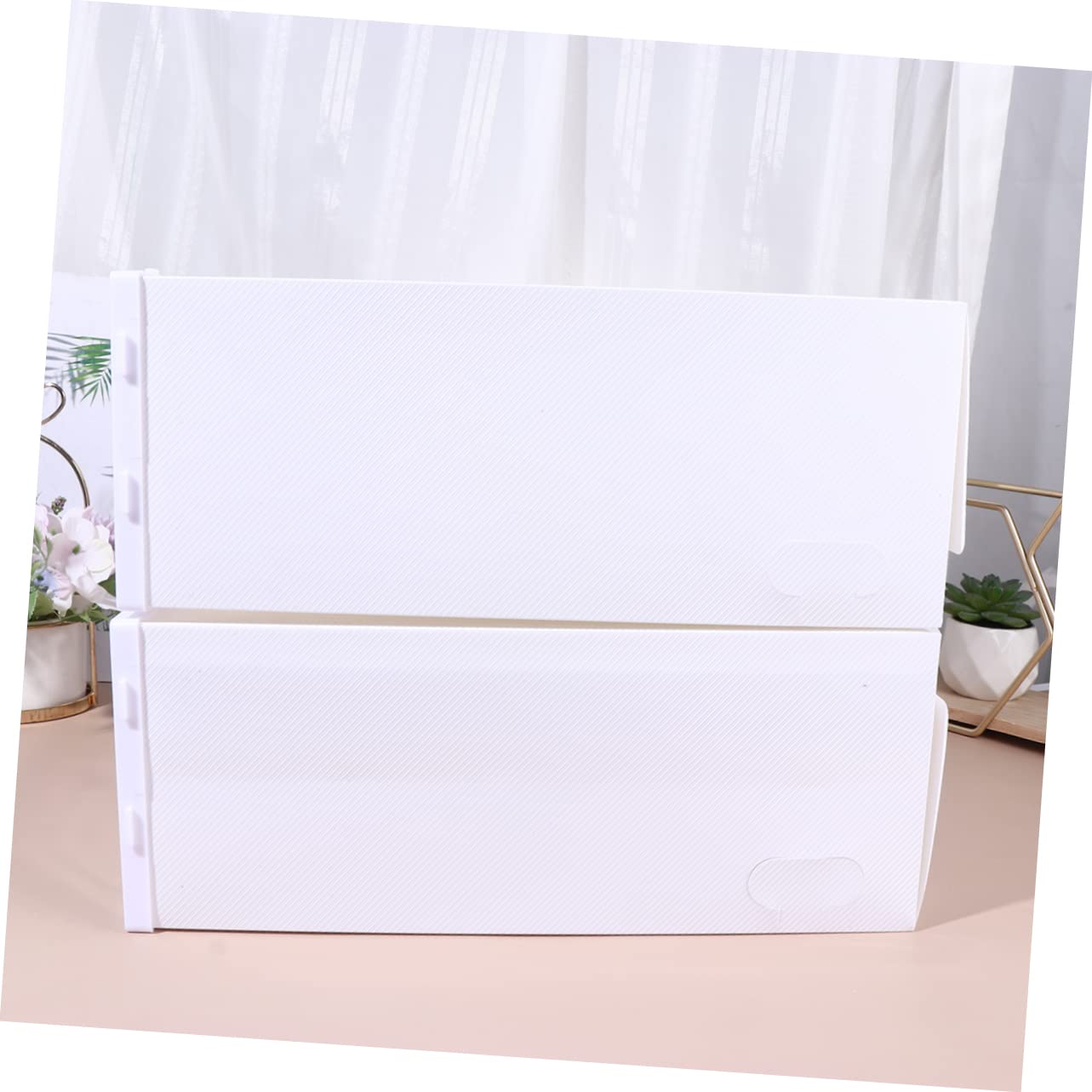 ABOOFAN 6pcs Thickened Transparent Shoe Box Drawer Type Organizer Storage Container for Sneakers High Heels and Boots White Lid Design