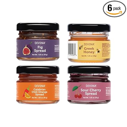 DIVINA Spreads Portion Mini, 0.7 oz, 20 Count (4-Pack, Variety Spreads)