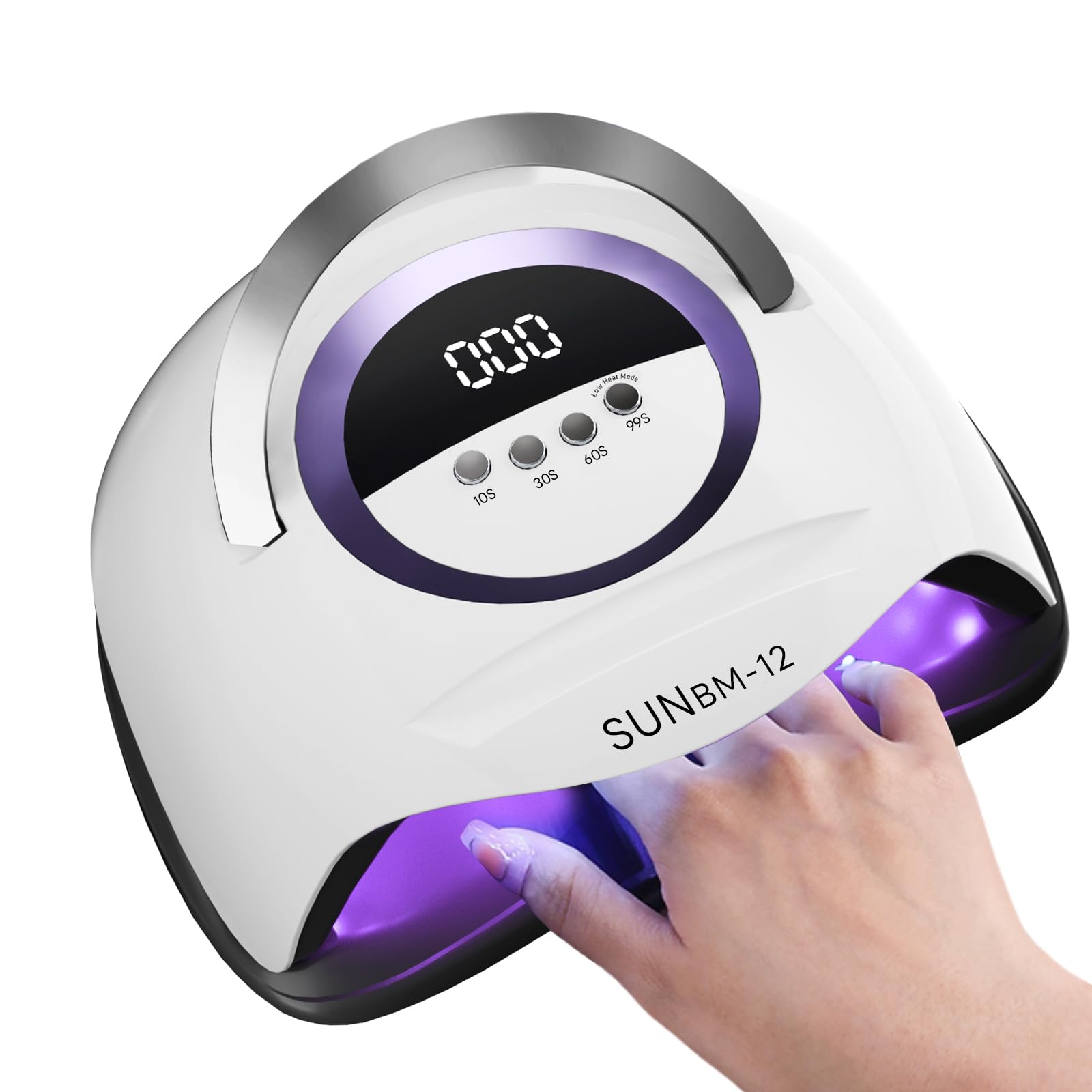 Timpou Lámpara de uñas LED UV de 200 W, secador de uñas profesional, esmalte de uñas de gel, luz UV con 4 ajustes de temporizador, sensor automático, pantalla LCD
