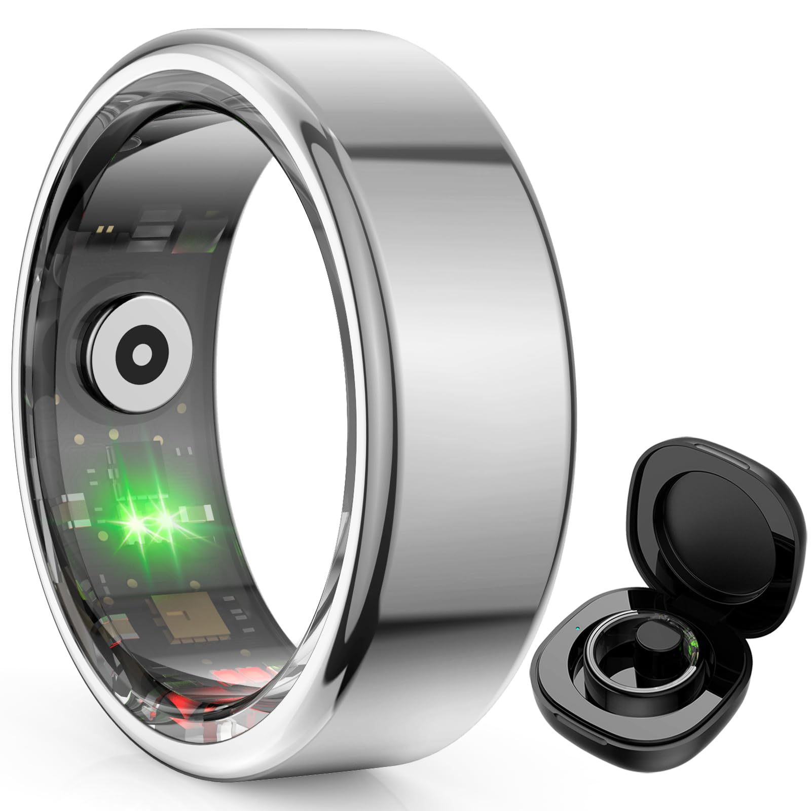 findtime Smart Ring Fitnessring Android iOS Schrittzähler Smartringe für Herren Smartringe für Damen Gold Silber Fitness Ring Pulsmesser Sleep Tracker Aktivitätstracker Smartring Fitness Tracker Ring