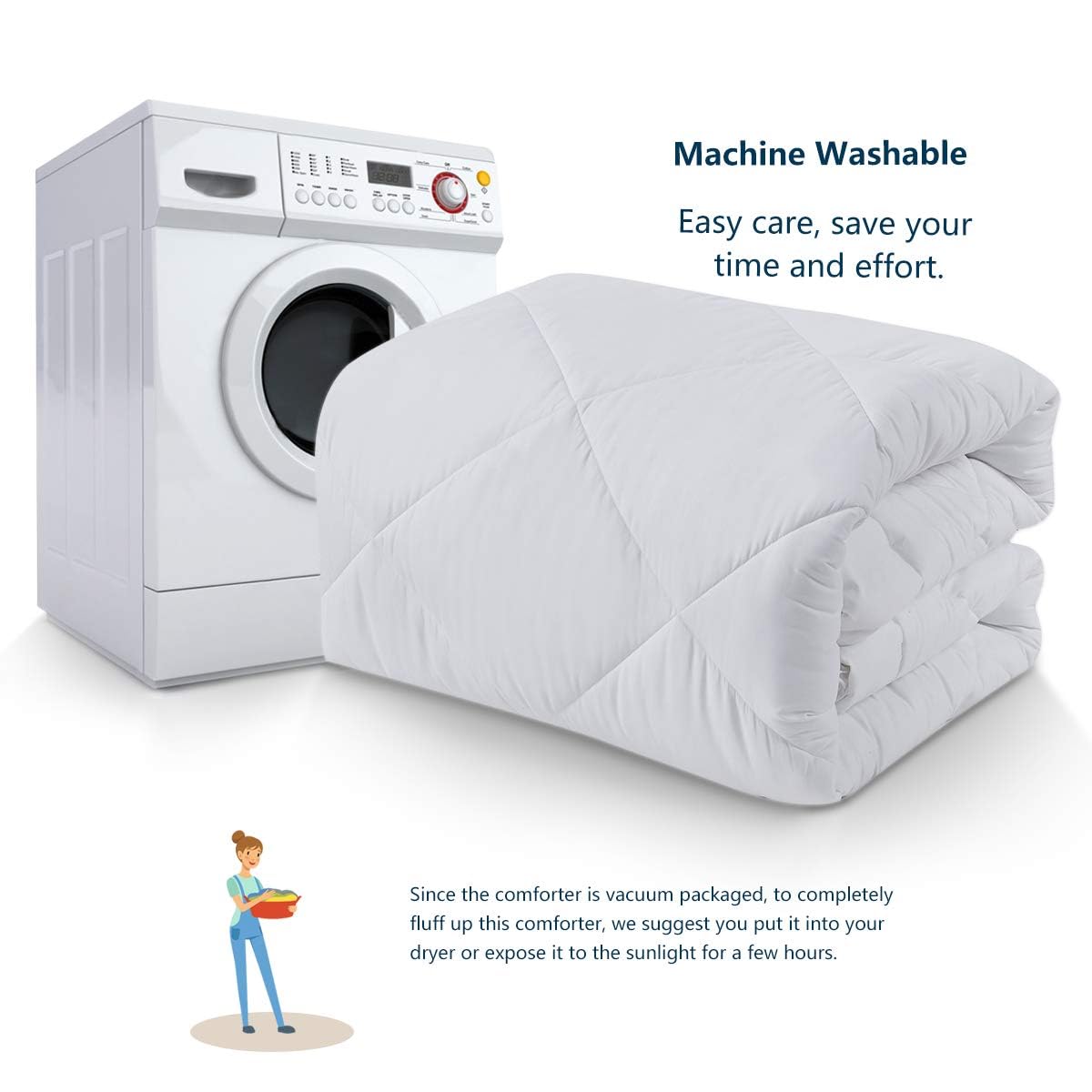 CozyLux Kołdra 200 x 220 cm na 4 pory roku, kołdra z mikrofibry 300 g/m², całoroczna kołdra 220 x 200 cm, biała, super miękka poszewka, koc do spania, oddychająca 200 x 220 cm, biała