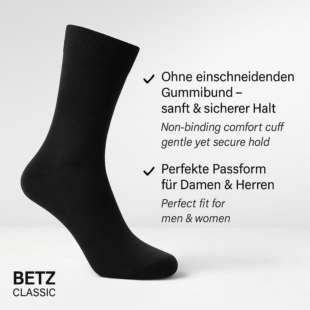 Betz 10|20|30 par skarpet dla kobiet i mężczyzn – bawełna z komfortowym ściągaczem bez uciskających szwów – klasyczne – rozmiary 35 – 50 kolorów czarny, biały, szary